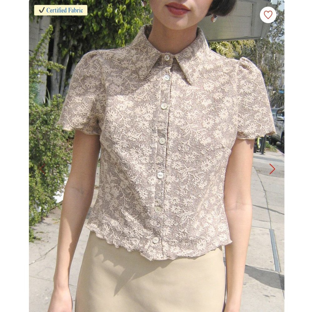 Lisa Says Gah Sabrina Short Sleeve button up top - NWT Size S